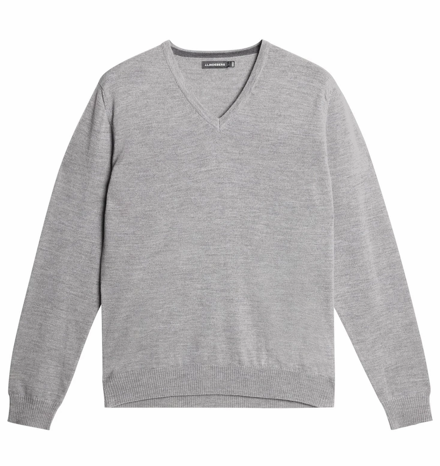 J.Lindeberg Lymann Mens V-Neck Fine Merino Sweater - LIGHT GREY MELANGE J.Lindeberg men's golf clothing