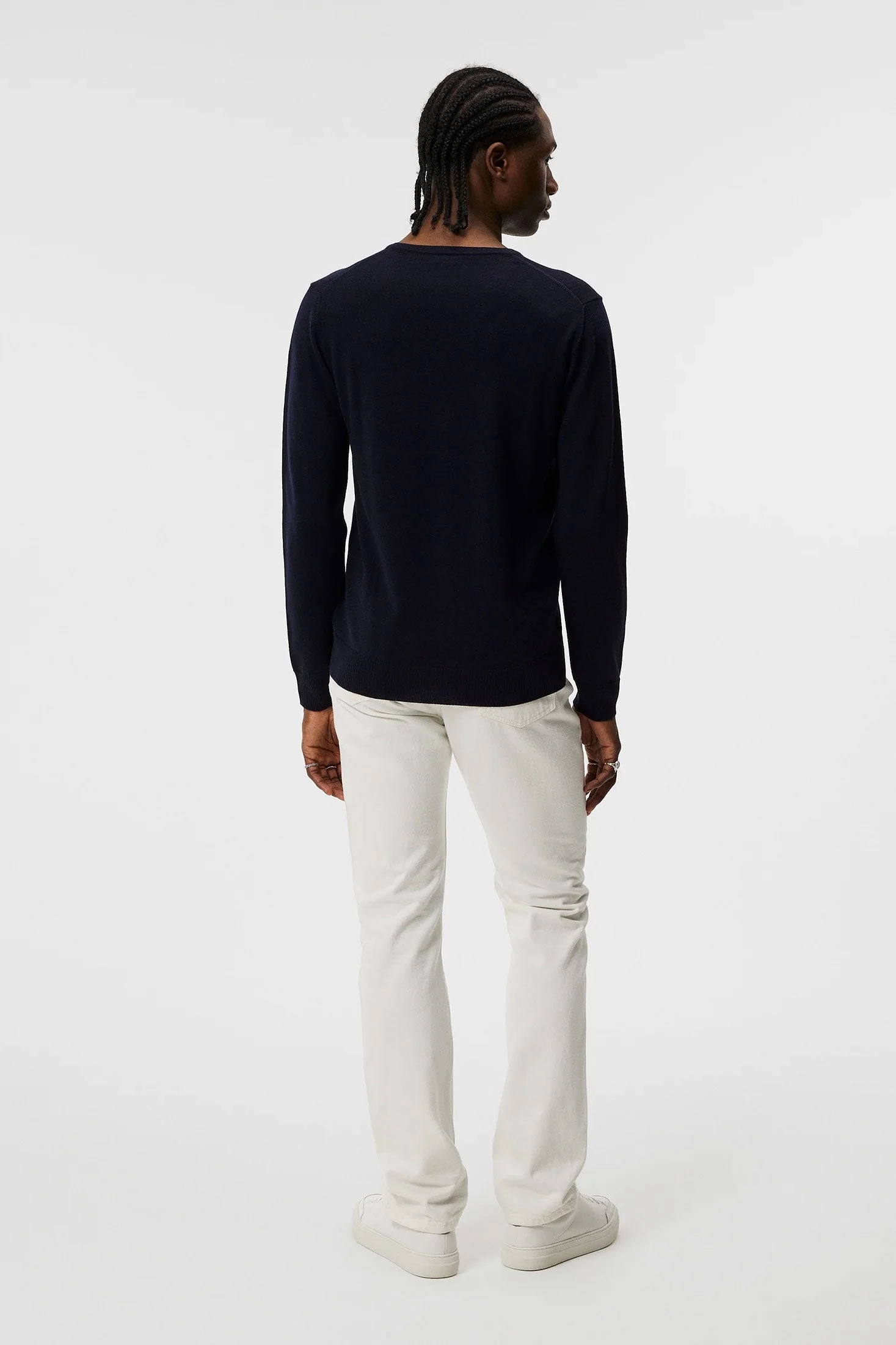 J.Lindeberg Lymann Mens V-Neck Fine Merino Sweater- NAVY J.Lindeberg Men's Apparel