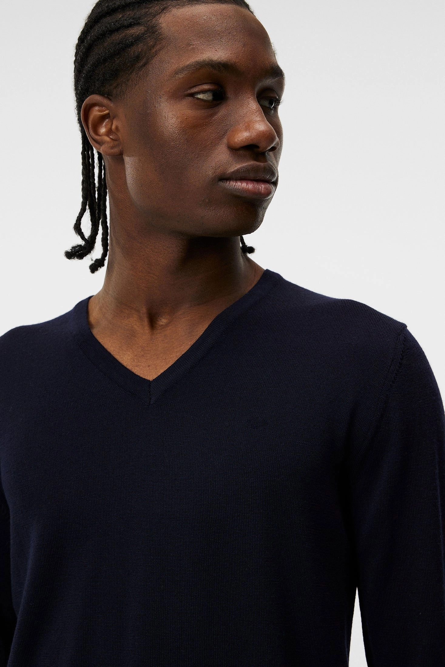 J.Lindeberg Lymann Mens V-Neck Fine Merino Sweater- NAVY J.Lindeberg Men's Apparel