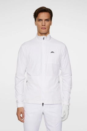 J.Lindeberg Men's Ash Light Packable Jacket- WHITE J.Lindeberg men's golf clothing