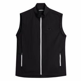 J.Lindeberg Men's Ash Light Packable Vest- BLACK J.Lindeberg men's golf clothing