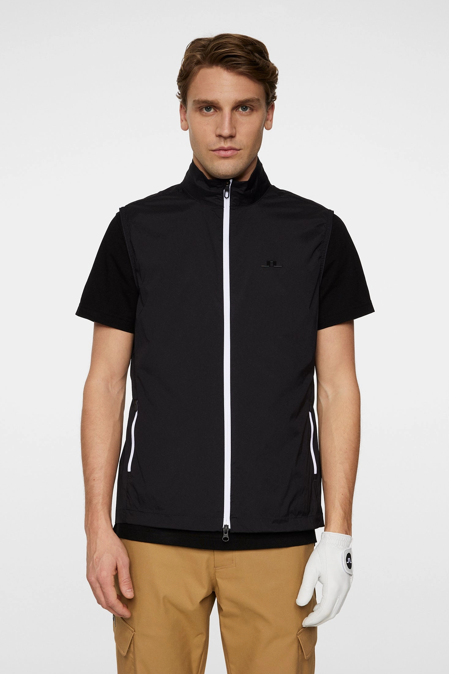 J.Lindeberg Men's Ash Light Packable Vest- BLACK J.Lindeberg Men's Apparel