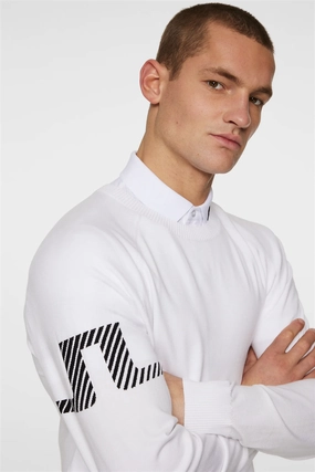J.Lindeberg Men's Heath Knitted Sweater - WHITE J.Lindeberg men's golf clothing