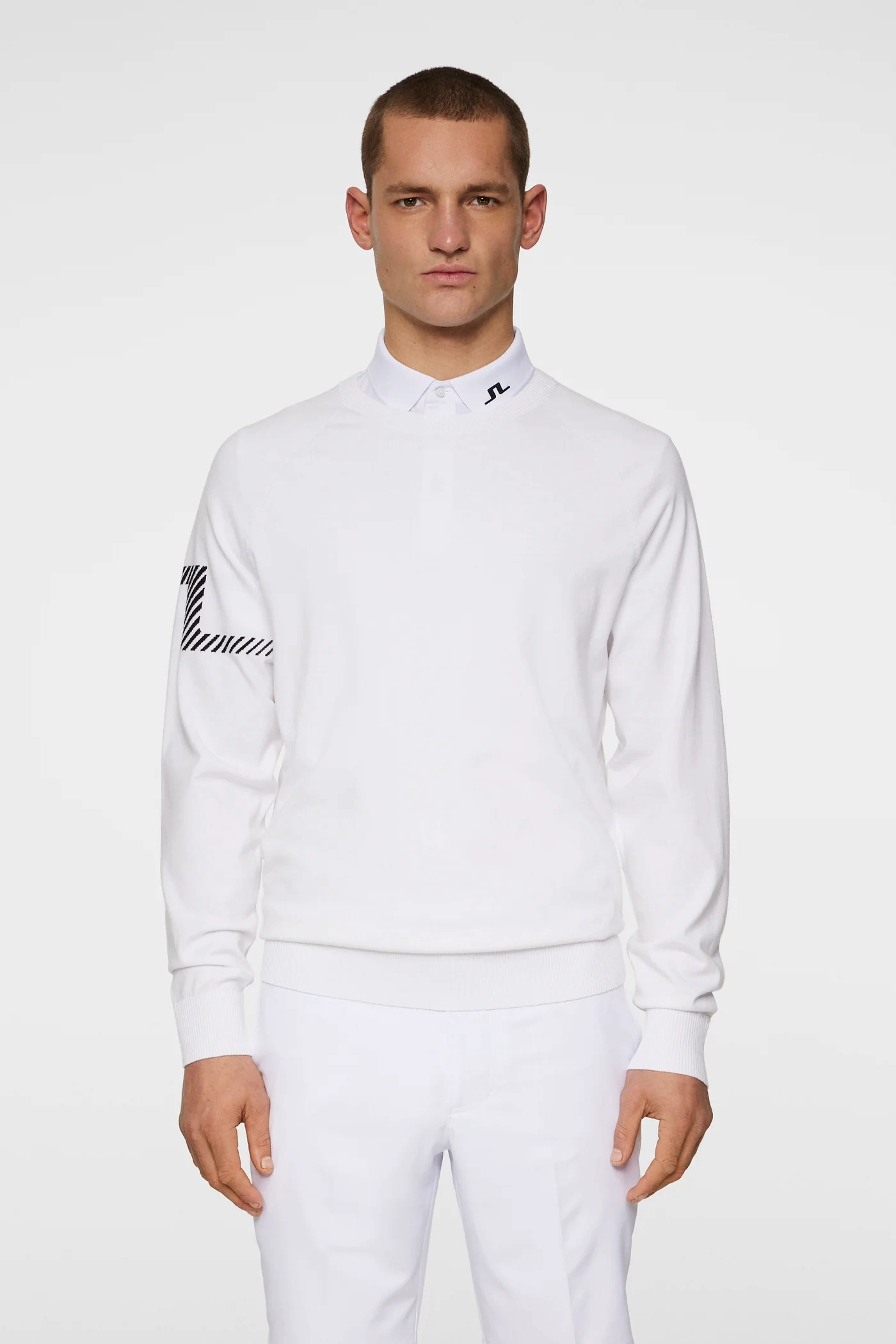 J.Lindeberg Men's Heath Knitted Sweater - WHITE J.Lindeberg Men's Apparel