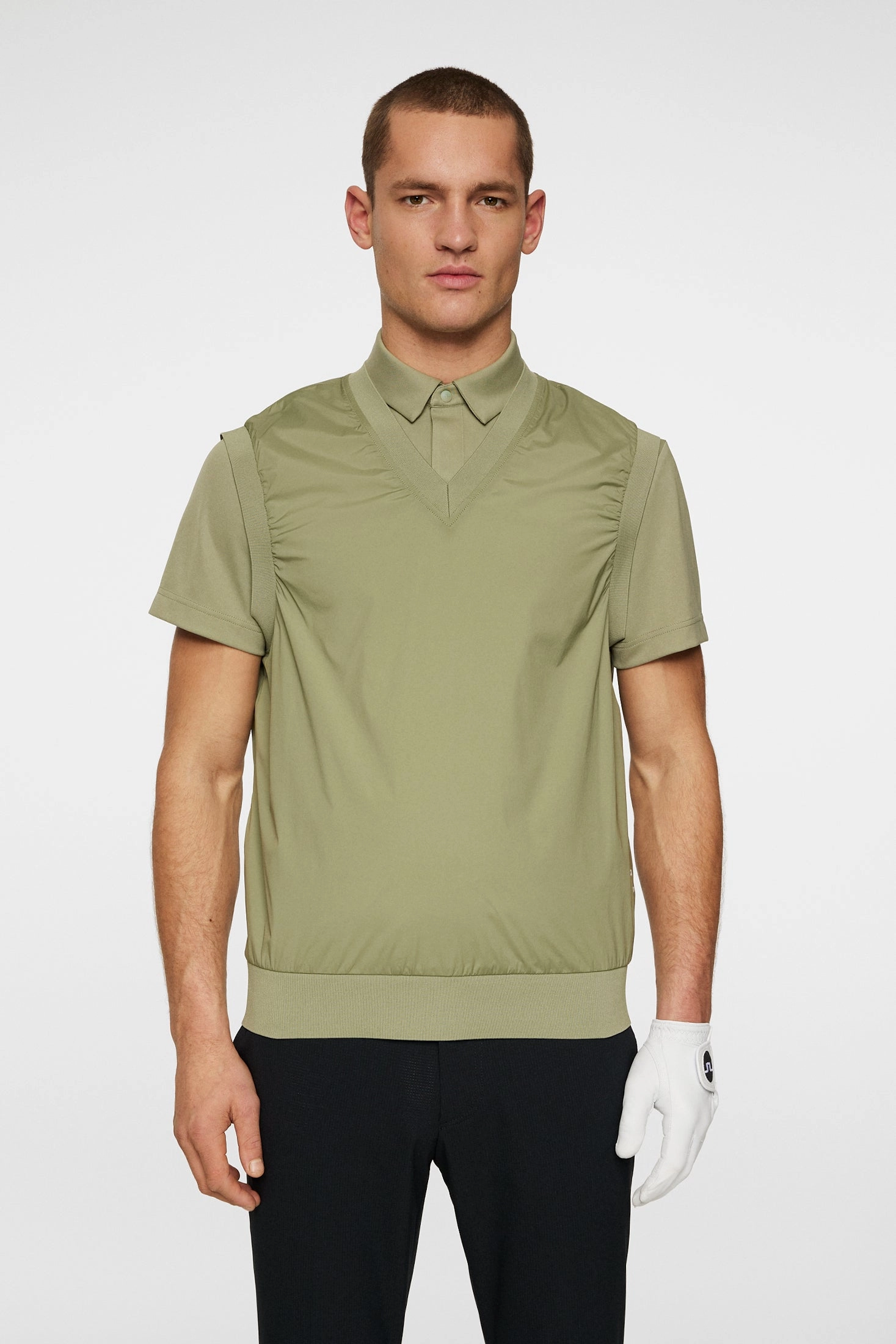 J.Lindeberg Men's Hybrid Vest Windbreaker - OIL GREEN J.Lindeberg Men's Apparel