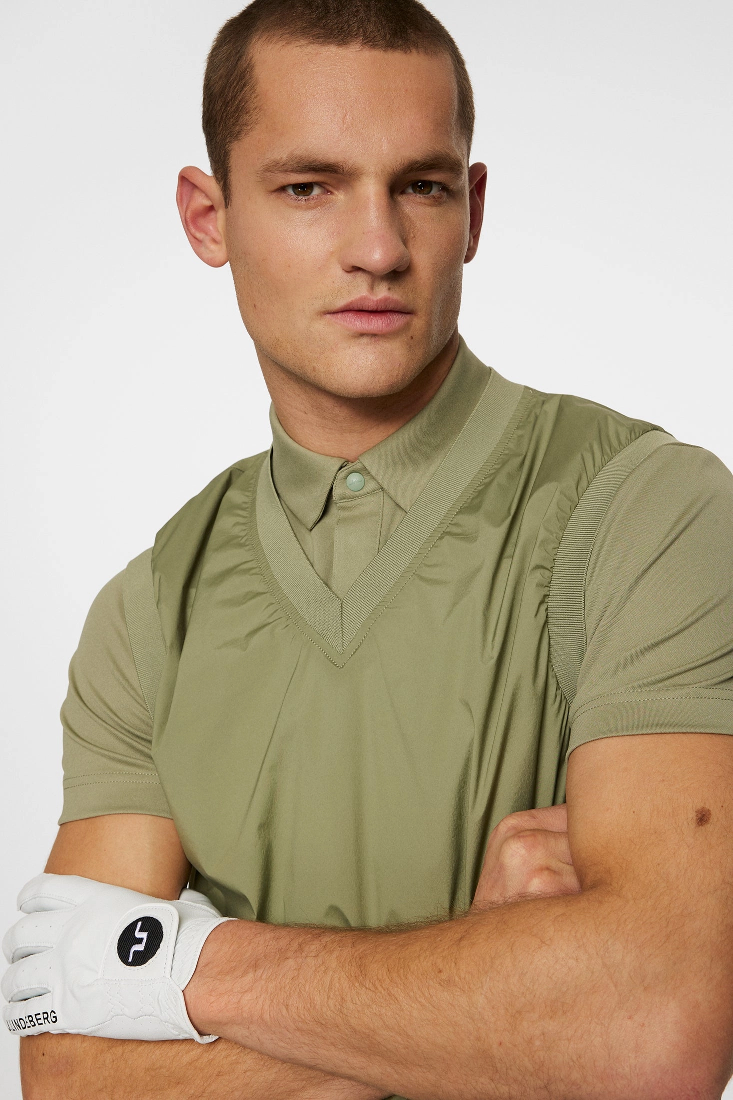 J.Lindeberg Men's Hybrid Vest Windbreaker - OIL GREEN J.Lindeberg Men's Apparel