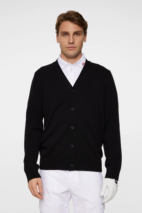 J.Lindeberg Men's Jarred Knitted Cardigan - BLACK J.Lindeberg men's golf clothing