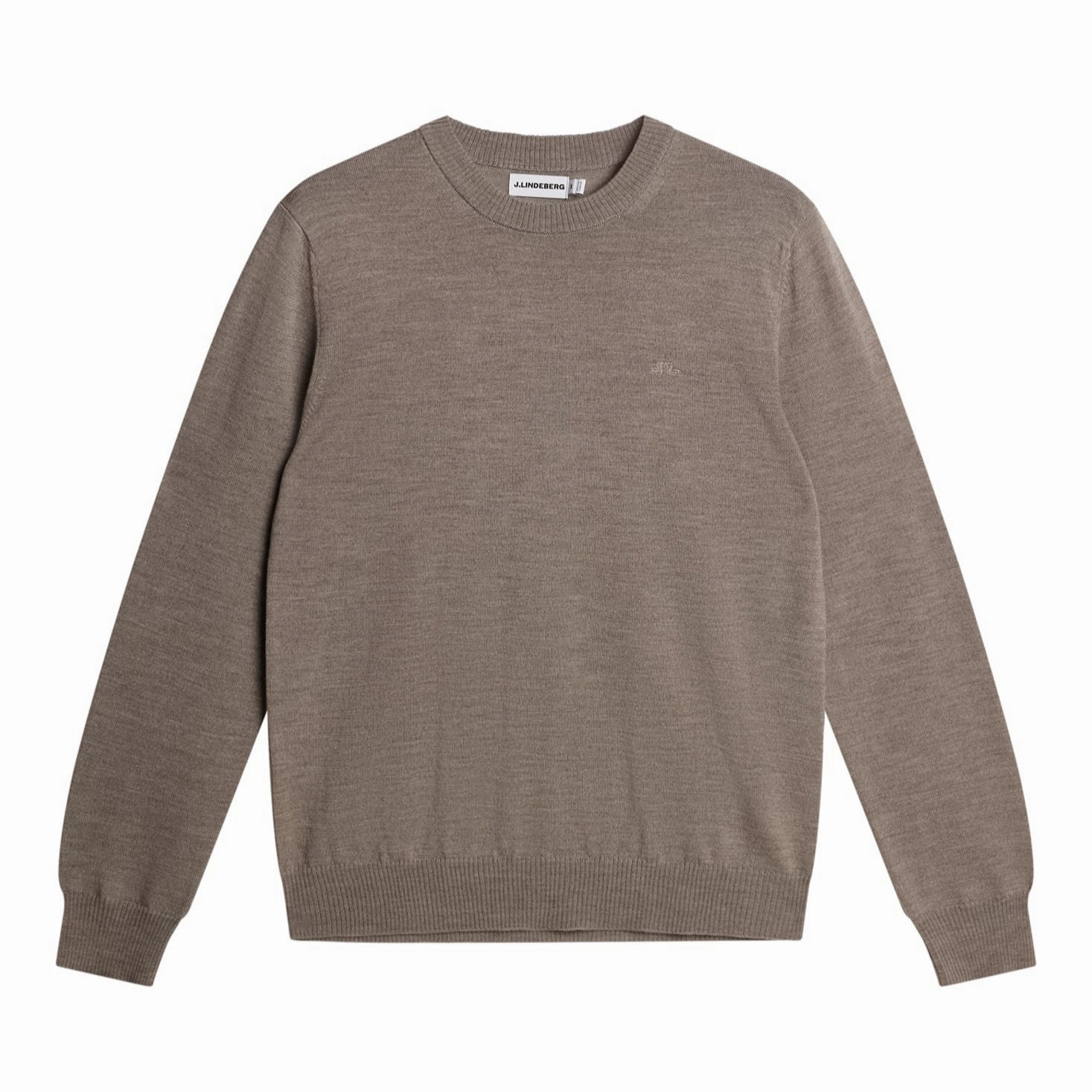 J.Lindeberg Men's Keane 100% Merino Wool Crew Neck Sweater - BRINDLE MELANGE J.Lindeberg men's golf clothing