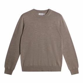 J.Lindeberg Men's Keane 100% Merino Wool Crew Neck Sweater - BRINDLE MELANGE J.Lindeberg men's golf clothing