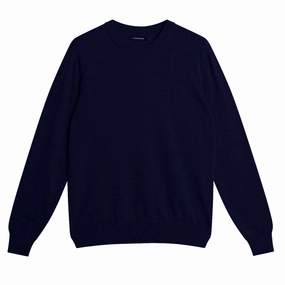 J.Lindeberg Men's Keane 100% Merino Wool Crew Neck Sweater - JLNAVY J.Lindeberg men's golf clothing
