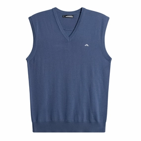J.Lindeberg Men's Liam Knitted Wool Vest - VINTAGE INDIGO J.Lindeberg men's golf clothing