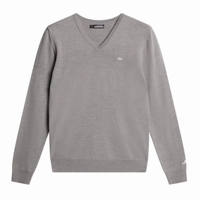 J.Lindeberg Men's Lymann Sweater - LIGHT GREY MELANGE J.Lindeberg men's golf clothing