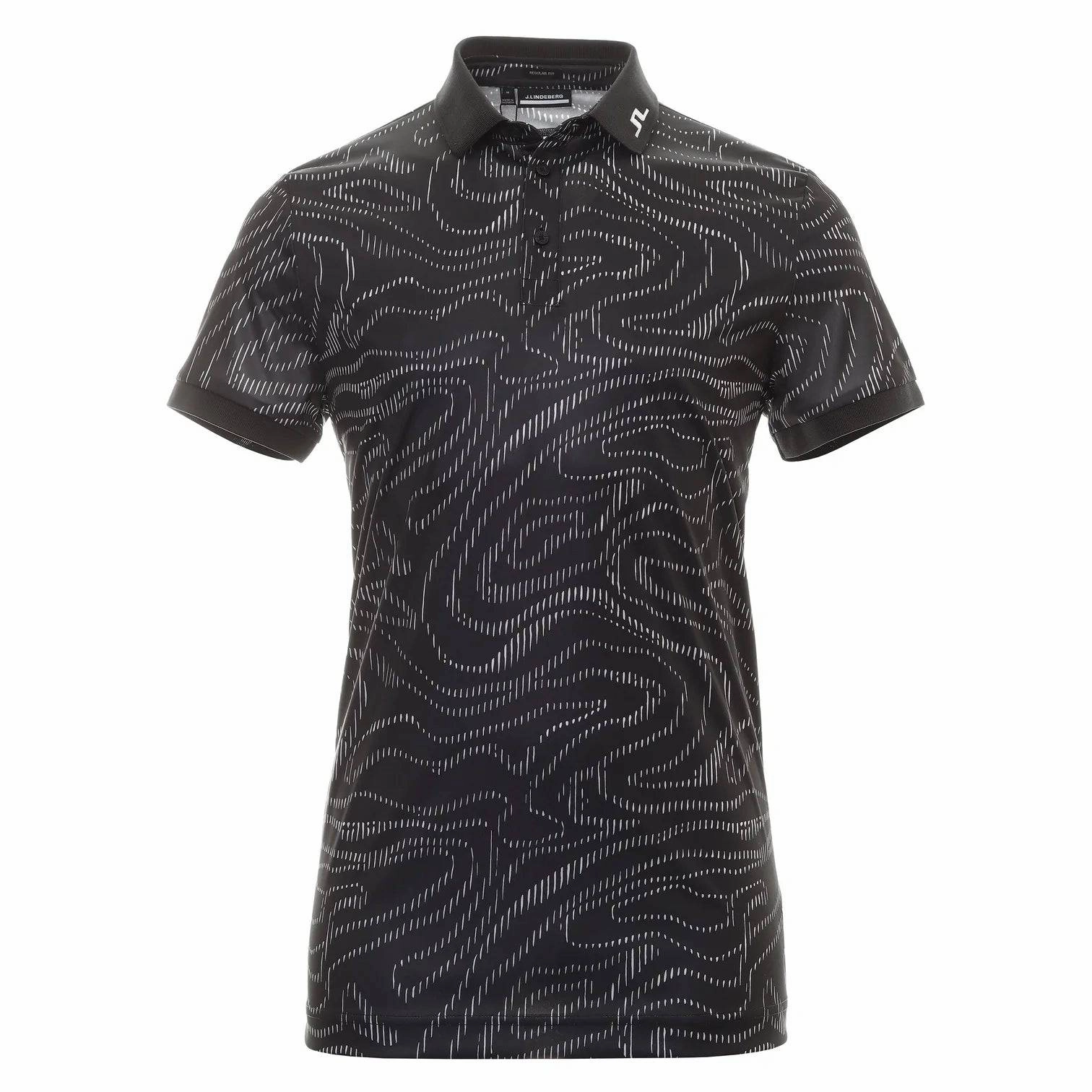 J.Lindeberg Men's Regular Fit KV Print - BLACK SPIRAL CAMO J.Lindeberg men's golf clothing