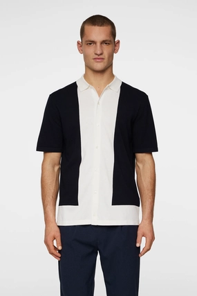 J.Lindeberg Men's Rue Knitted Polo - JL NAVY J.Lindeberg men's golf clothing