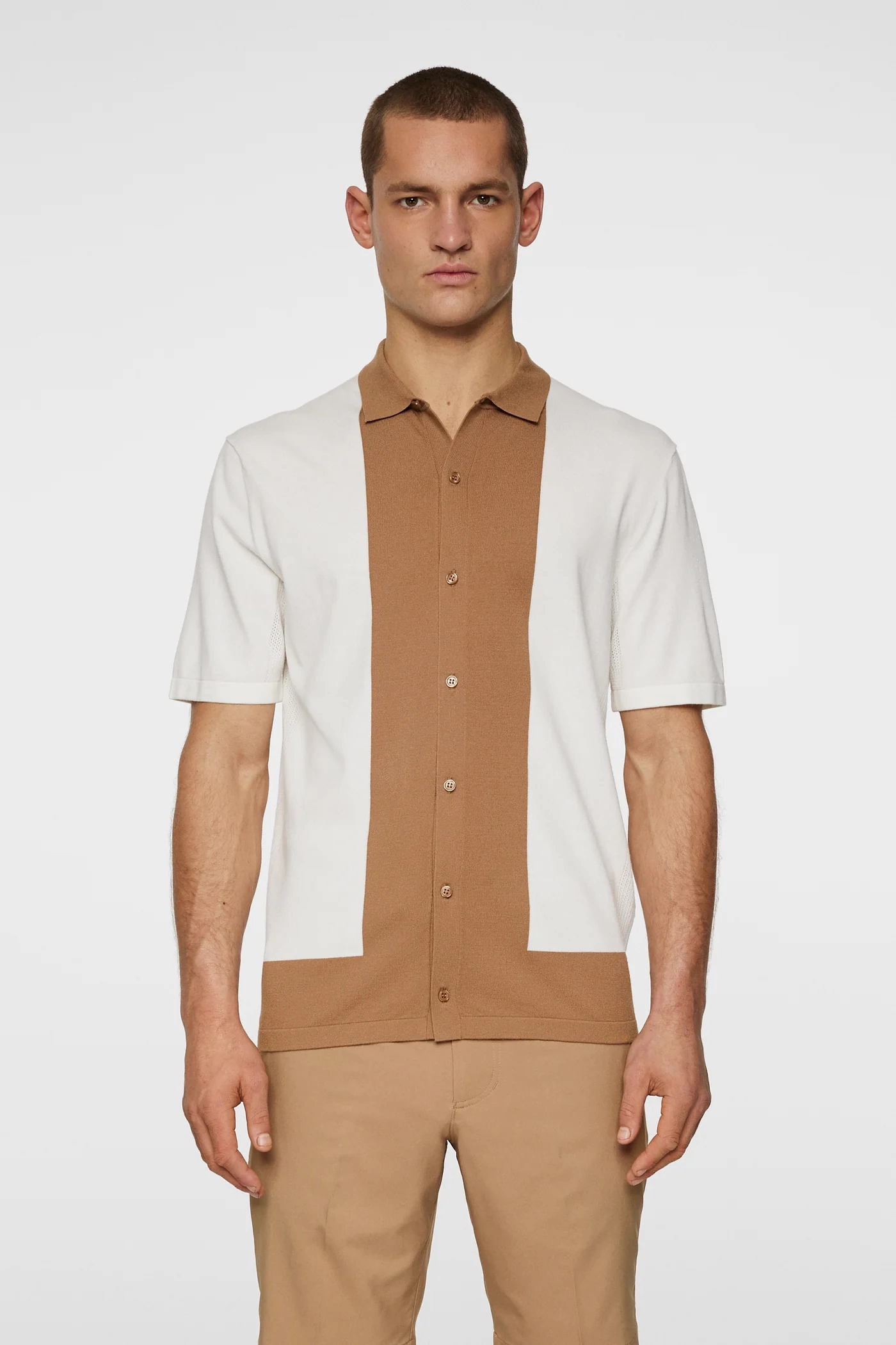 J.Lindeberg Men's Rue Knitted Polo - WHITE J.Lindeberg men's golf clothing