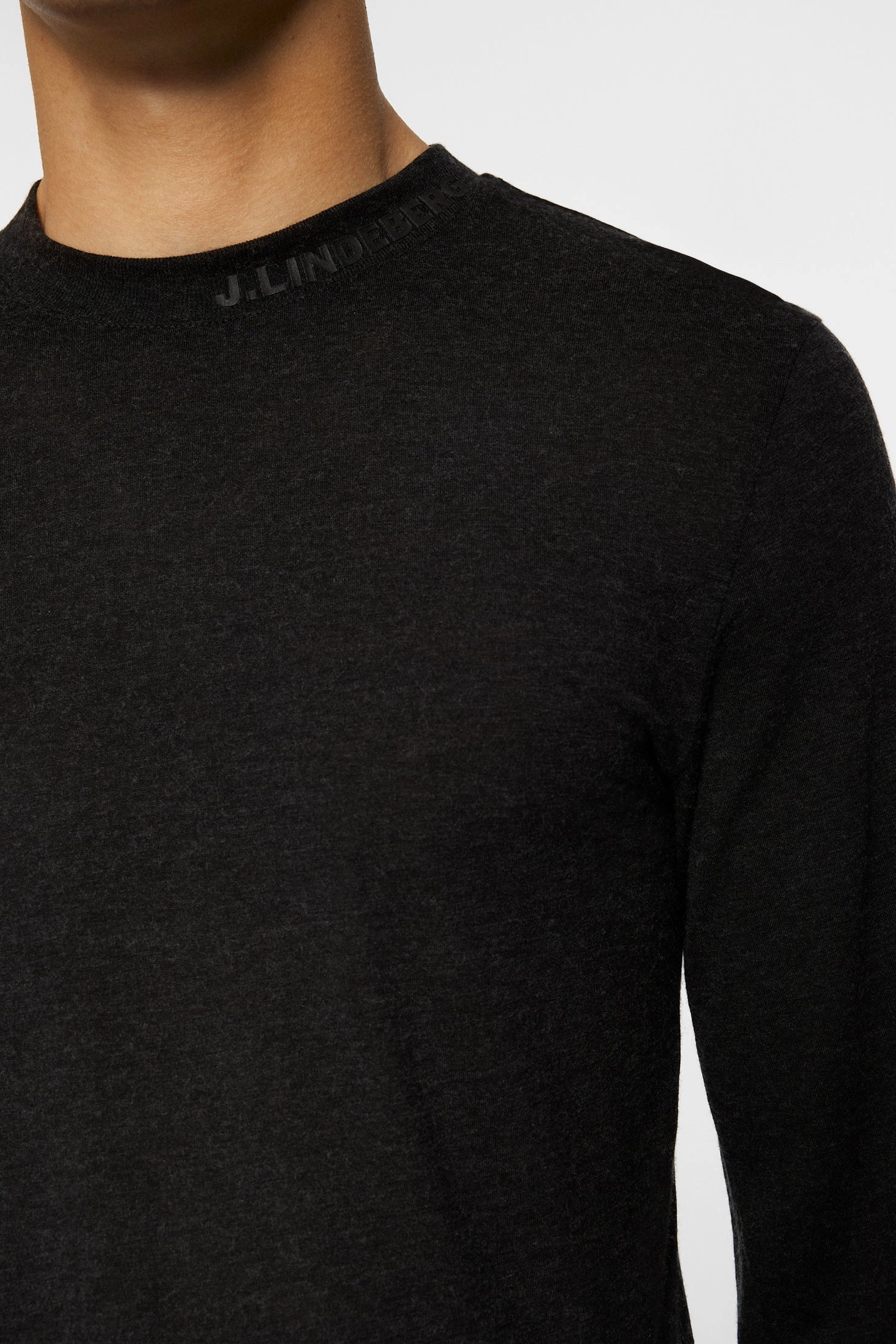 J.Lindeberg Men'sArnie Long Sleeve T-shirt - DARK GREY MELANGE J.Lindeberg Men's Apparel