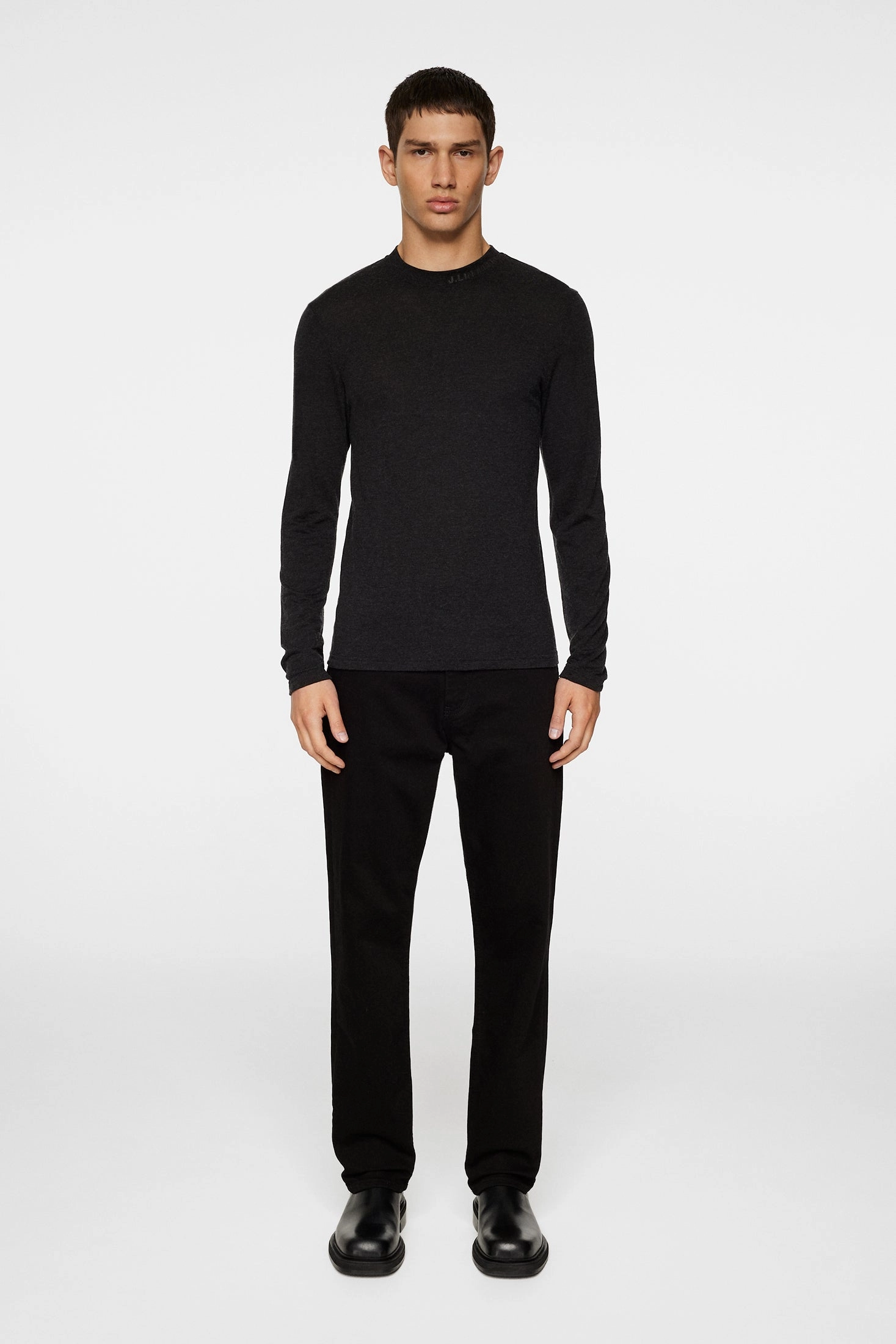 J.Lindeberg Men'sArnie Long Sleeve T-shirt - DARK GREY MELANGE J.Lindeberg Men's Apparel