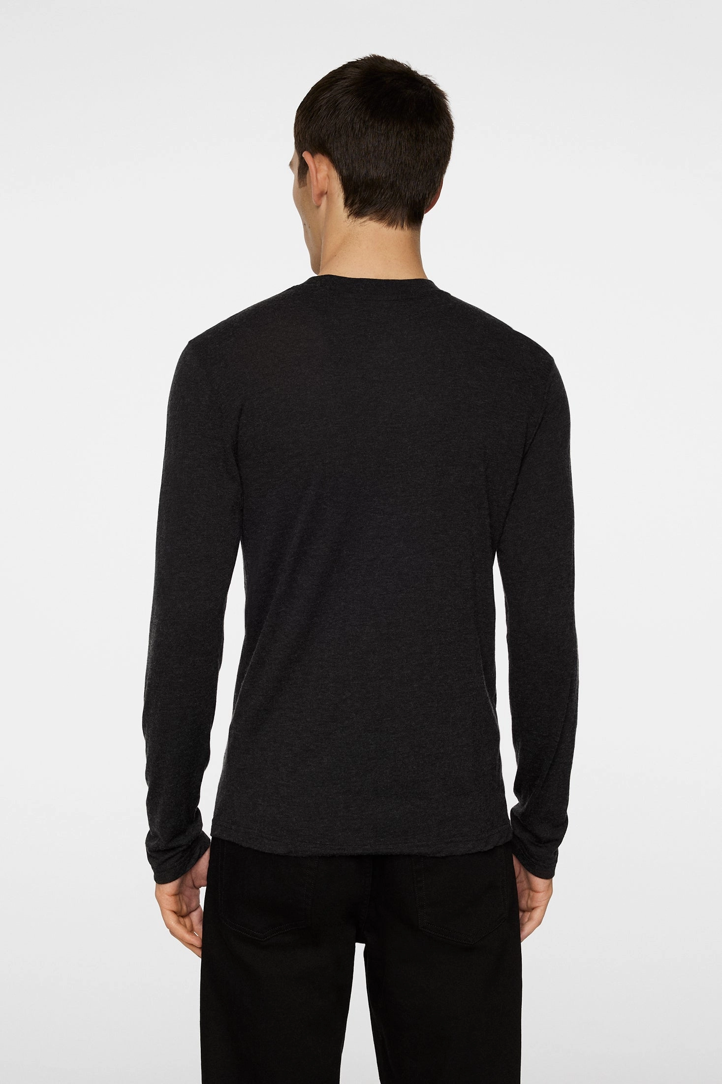 J.Lindeberg Men'sArnie Long Sleeve T-shirt - DARK GREY MELANGE J.Lindeberg Men's Apparel