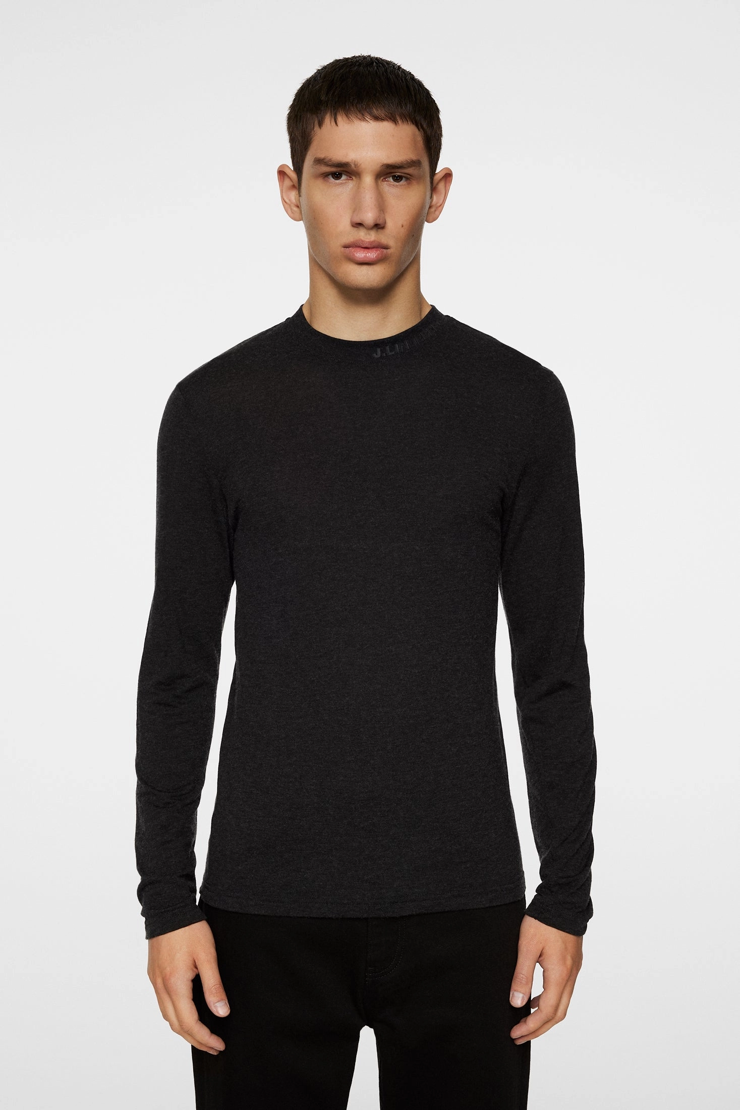 J.Lindeberg Men'sArnie Long Sleeve T-shirt - DARK GREY MELANGE J.Lindeberg Men's Apparel