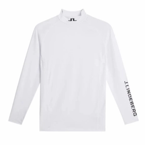 J.Lindeberg Mens Aello Soft Compression Base Layer - WHITE J.Lindeberg men's golf clothing