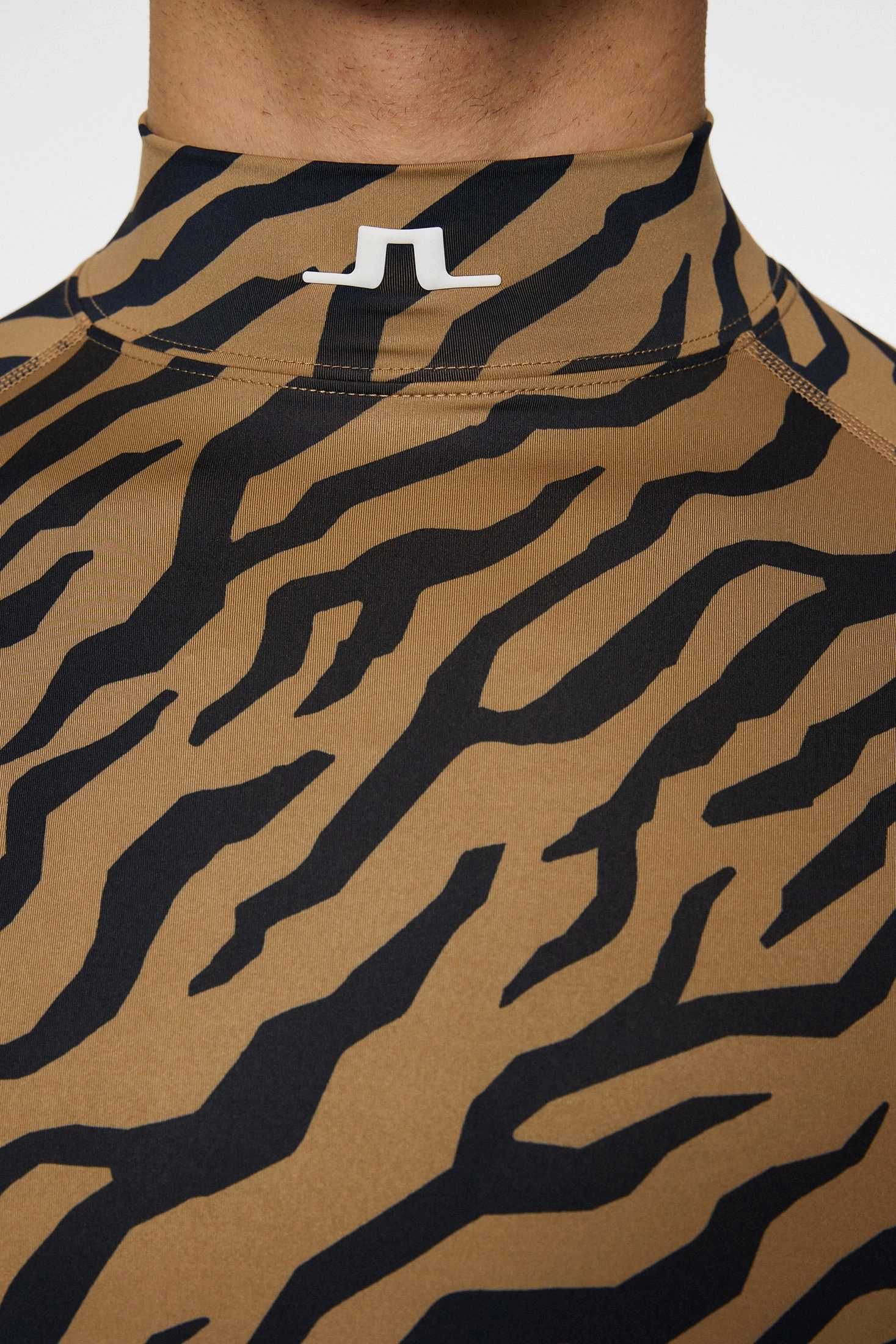 J.Lindeberg Mens Aello Soft Compression Print Base Layer - TOUR TIGER BROWN J.Lindeberg Men's Apparel