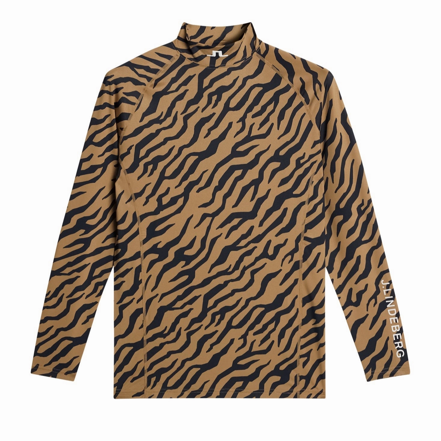 J.Lindeberg Mens Aello Soft Compression Print Base Layer - TOUR TIGER BROWN J.Lindeberg men's golf clothing