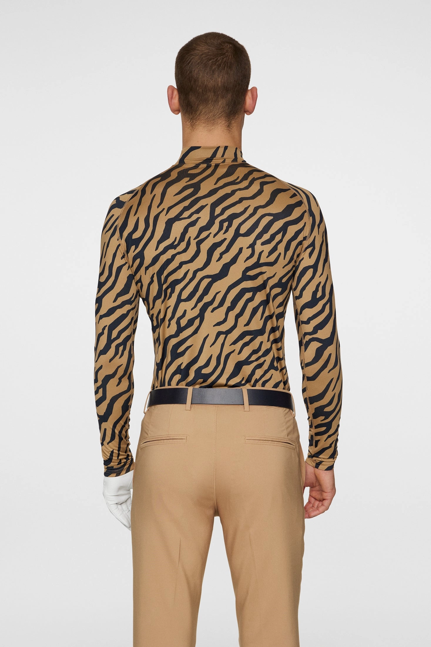 J.Lindeberg Mens Aello Soft Compression Print Base Layer - TOUR TIGER BROWN J.Lindeberg Men's Apparel