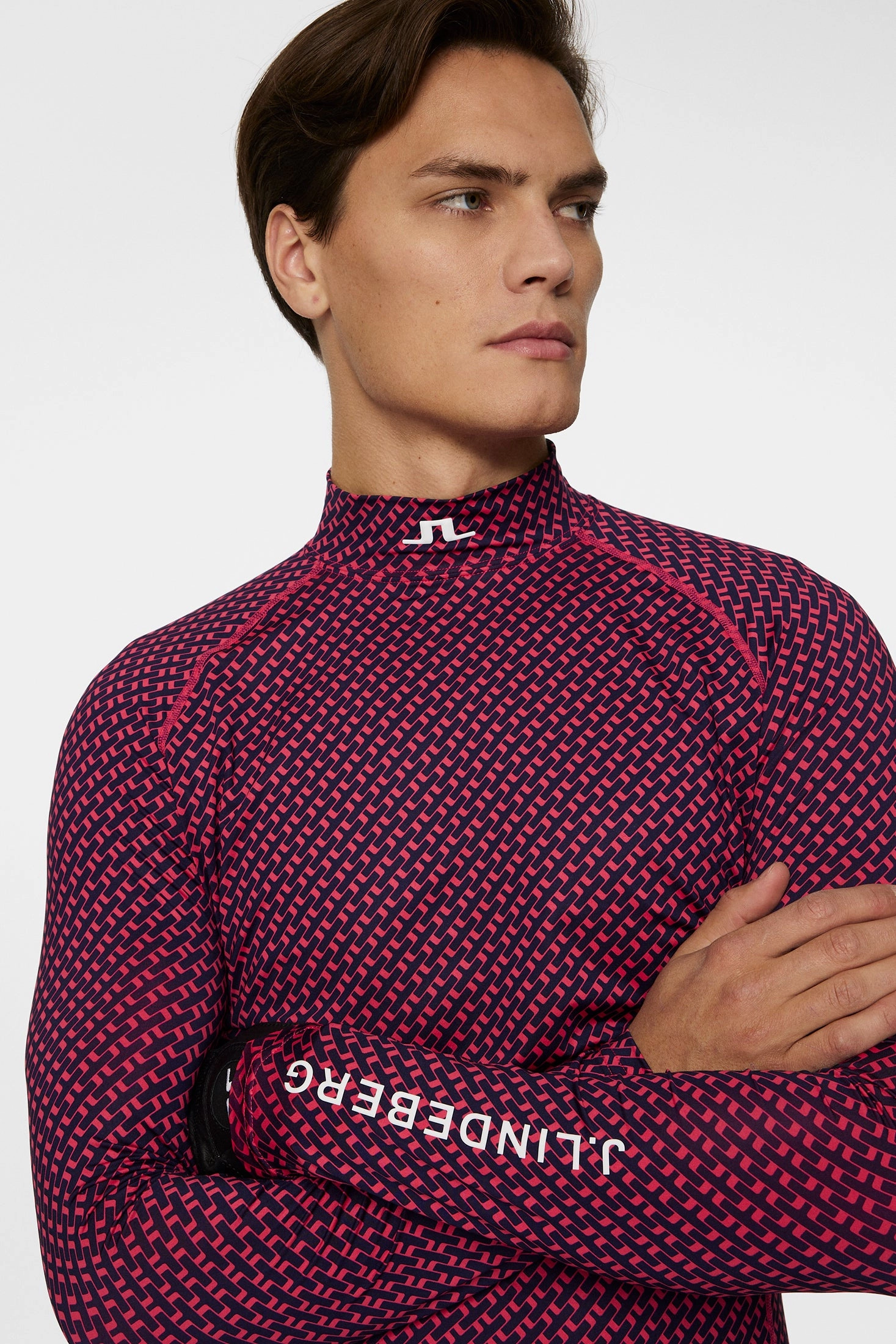 J.Lindeberg Mens Aello Soft Compression Print Base Layer - TOUR TIGER CLEMATIS J.Lindeberg Men's Apparel