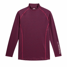 J.Lindeberg Mens Aello Soft Compression Print Base Layer - TOUR TIGER CLEMATIS J.Lindeberg men's golf clothing
