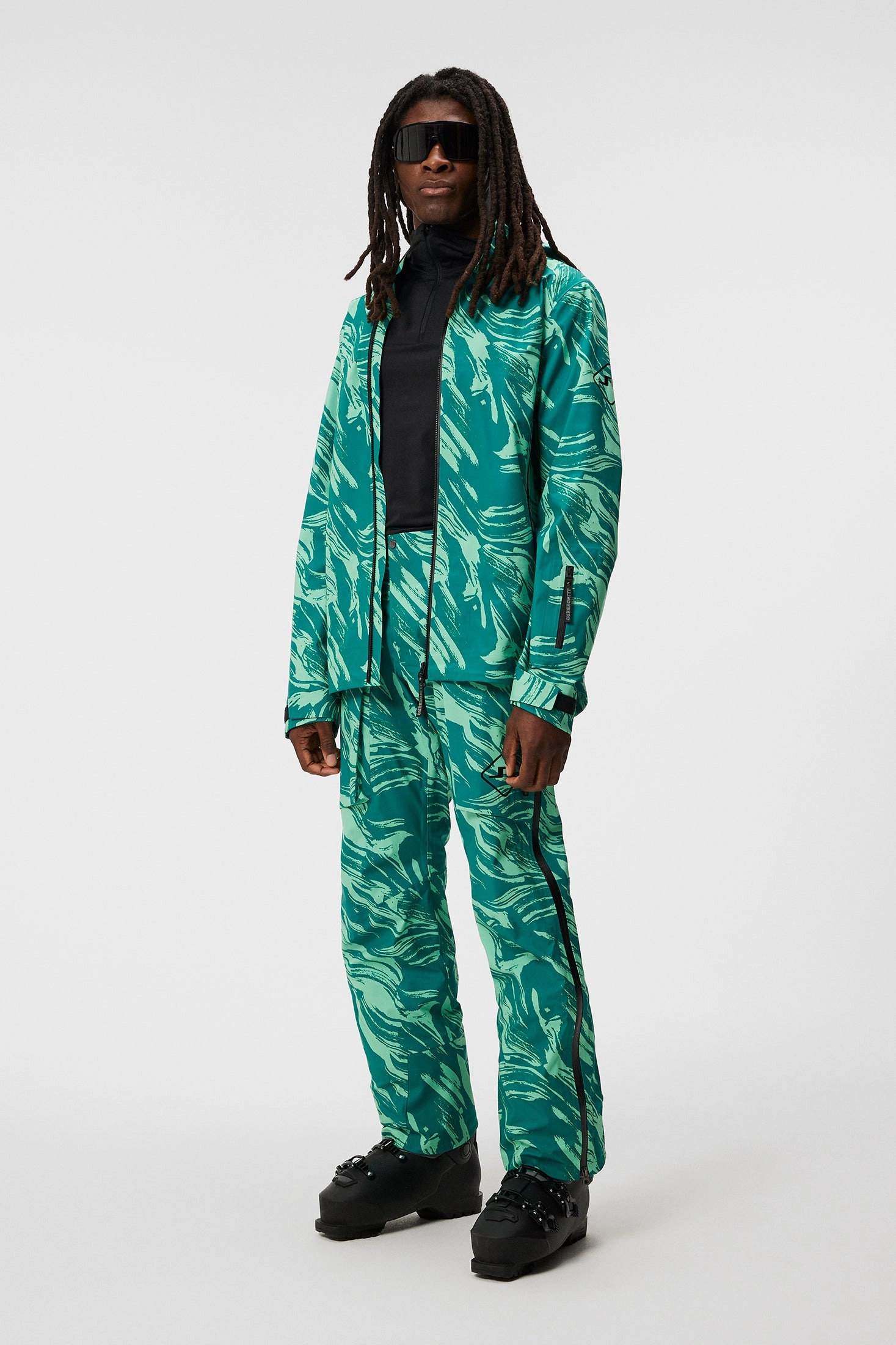 J.Lindeberg Mens Aerial Shell SKI Pant Printed - Green Valley J.Lindeberg Men's Apparel