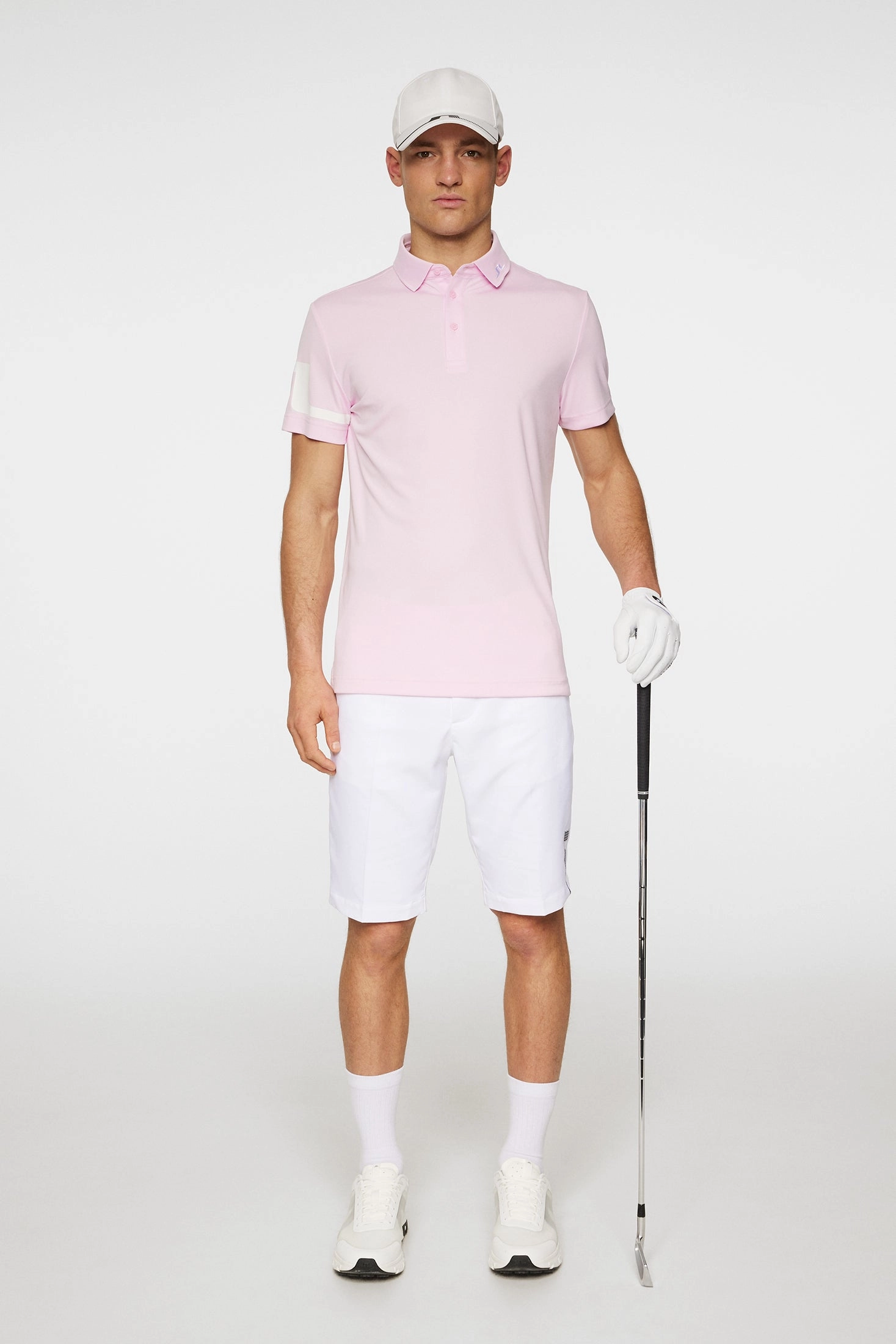 J.Lindeberg Mens HEATH Golf Polo - PINK J.Lindeberg Men's Apparel