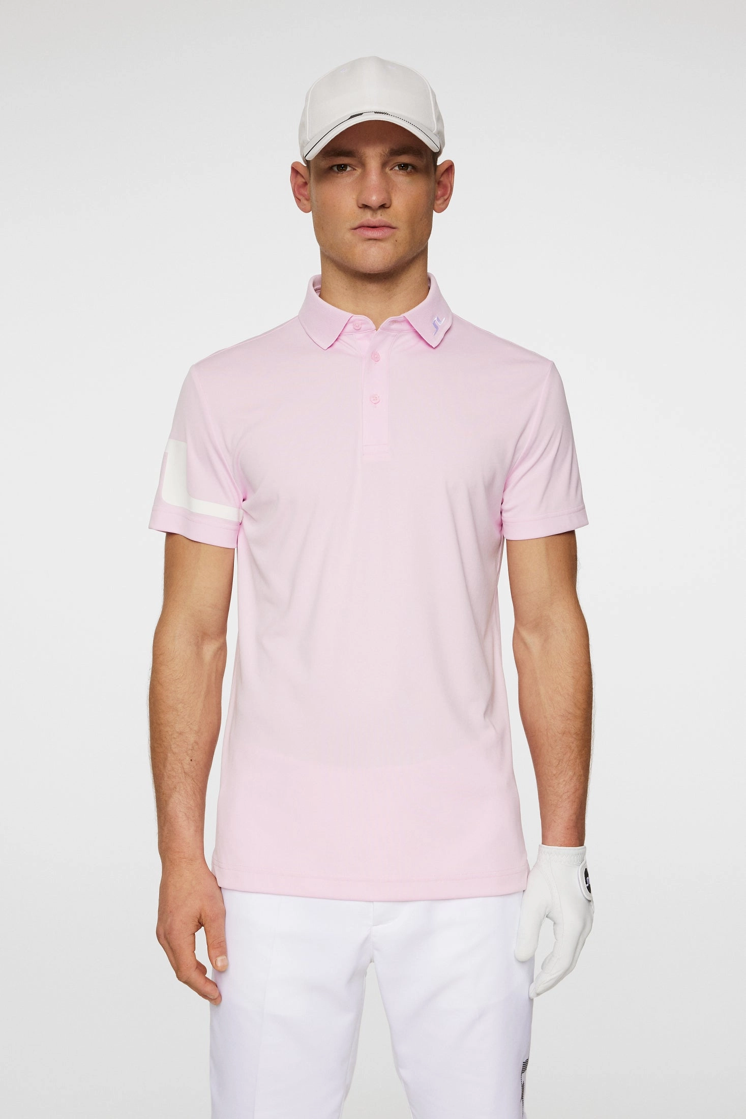 J.Lindeberg Mens HEATH Golf Polo - PINK J.Lindeberg Men's Apparel
