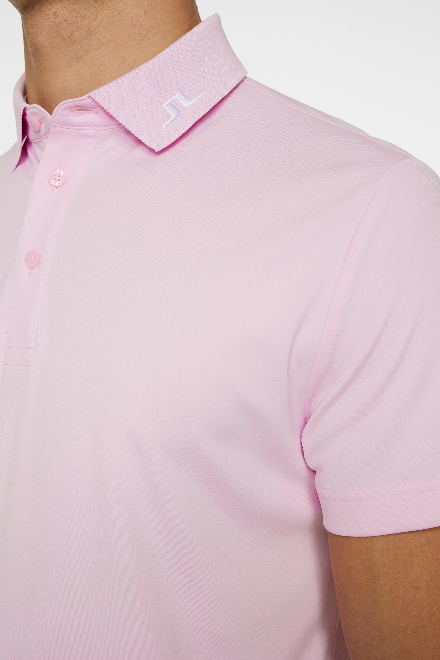 J.Lindeberg Mens HEATH Golf Polo - PINK J.Lindeberg Men's Apparel