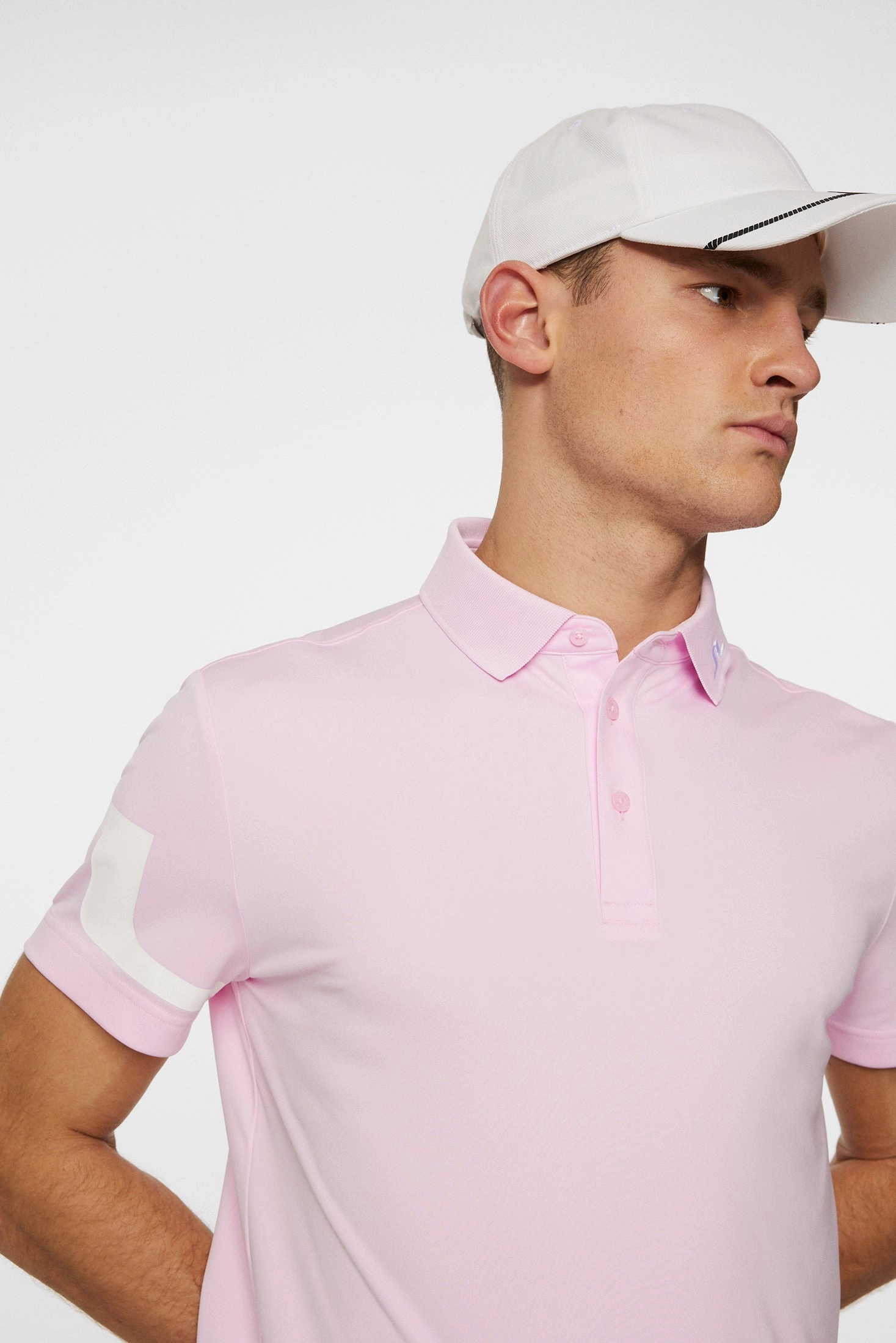 J.Lindeberg Mens HEATH Golf Polo - PINK J.Lindeberg Men's Apparel