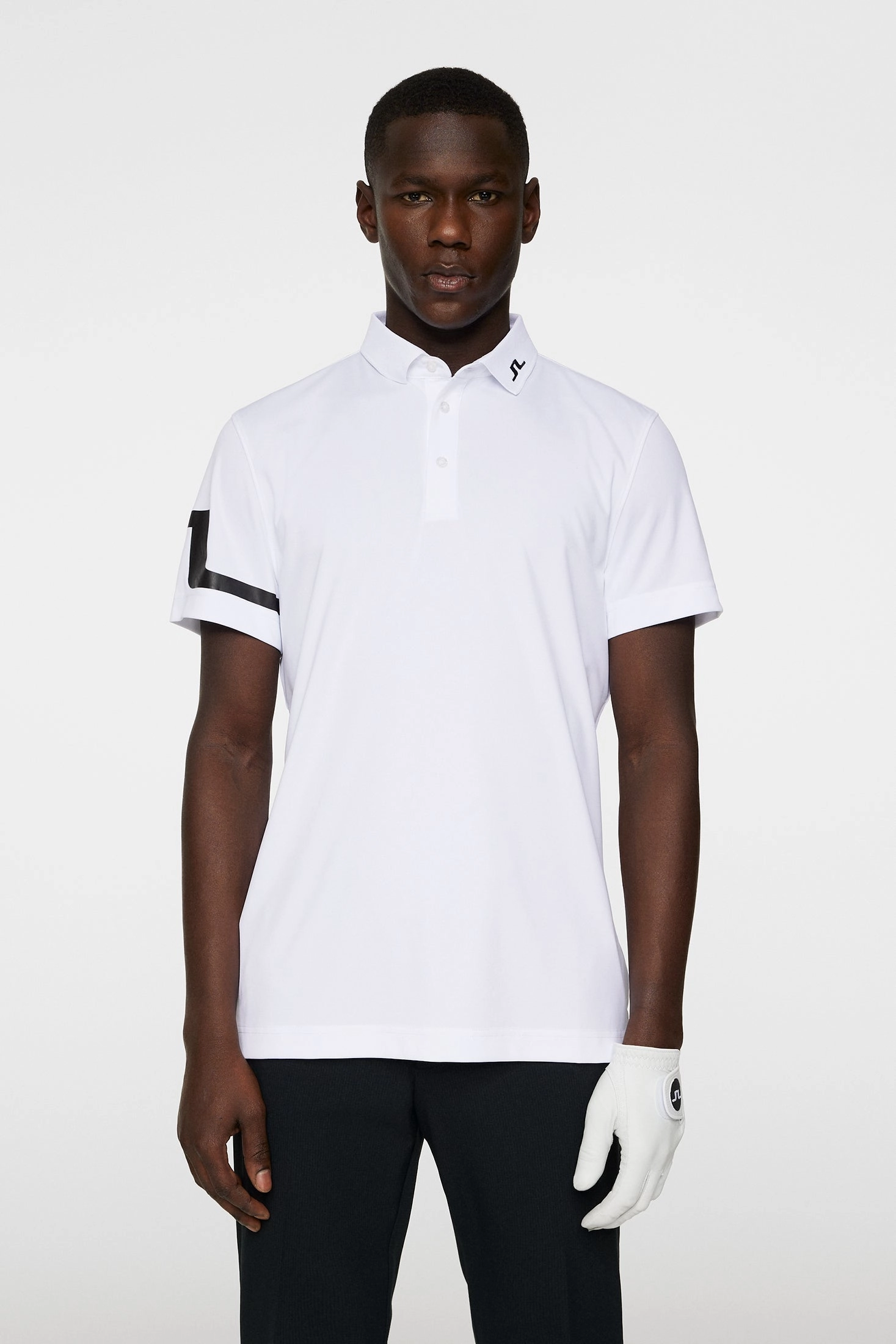 J.Lindeberg Mens HEATH Golf Polo - WHITE J.Lindeberg Men's Apparel