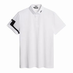 J.Lindeberg Mens HEATH Golf Polo - WHITE J.Lindeberg men's golf clothing