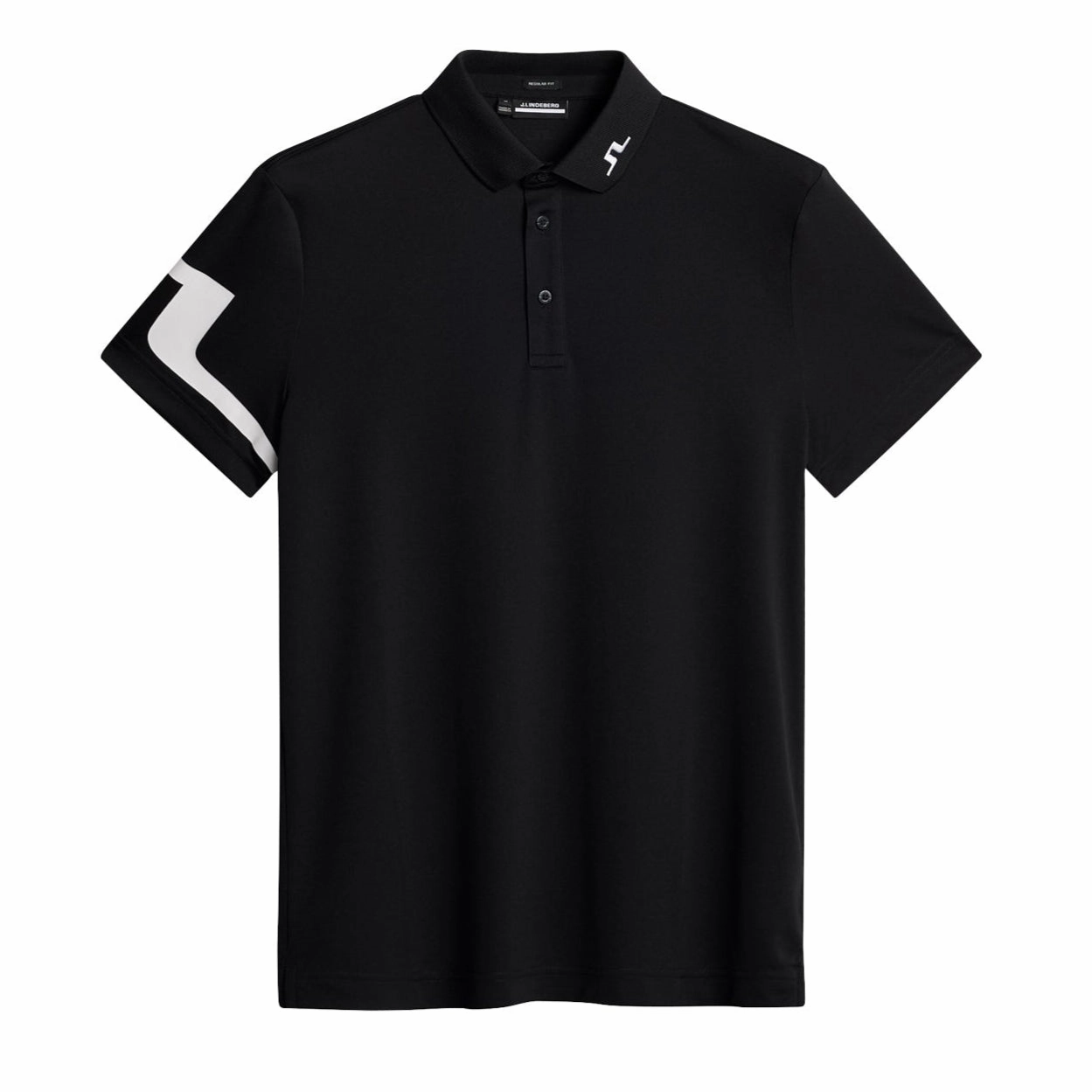 J.Lindeberg Mens HEATH Reg. Fit Golf Polo - BLACK J.Lindeberg men's golf clothing