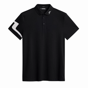 J.Lindeberg Mens HEATH Reg. Fit Golf Polo - BLACK J.Lindeberg men's golf clothing