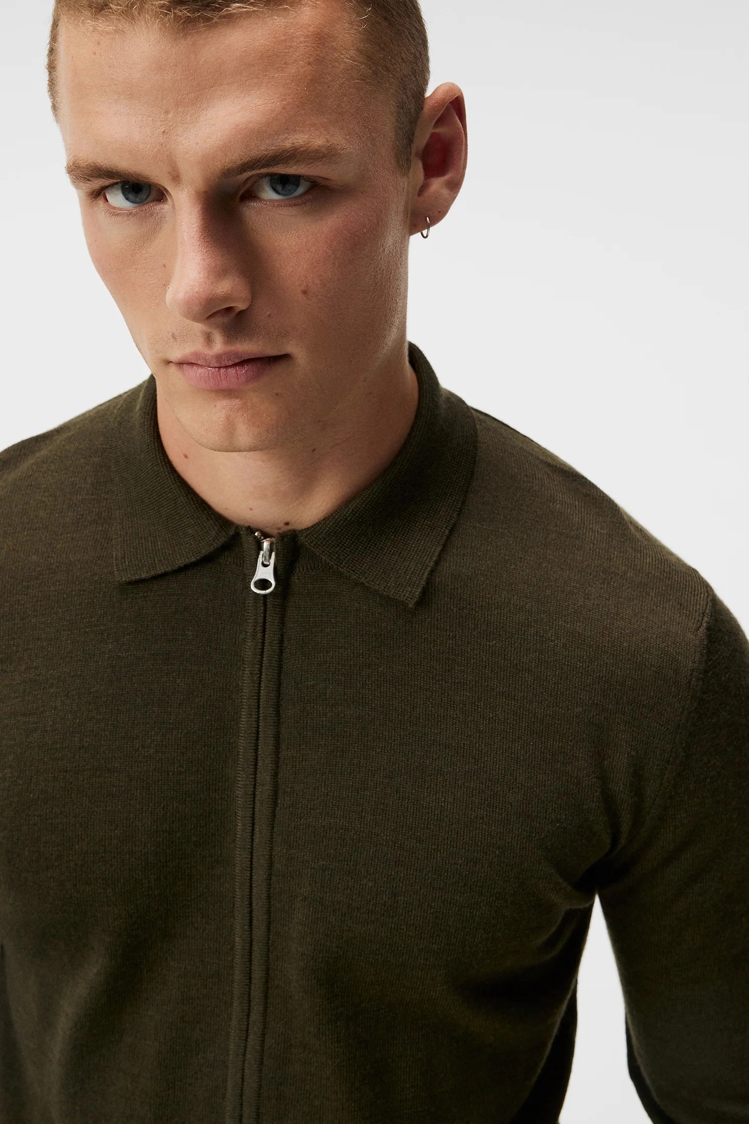J.Lindeberg Mens Nyle Merino Zip Cardigan - FOREST GREEN J.Lindeberg Men's Apparel