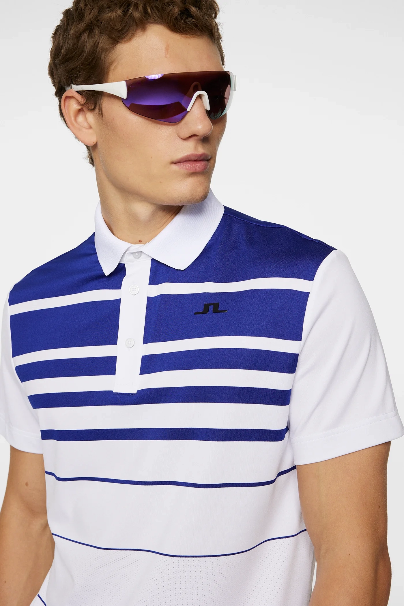 J.Lindeberg Mens Olof Reg Fit Print Polo - WHITE J.Lindeberg Men's Apparel