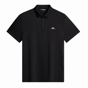 J.Lindeberg Mens Reg Fit BRIDGE Polo - BLACK J.Lindeberg men's golf clothing