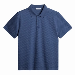 J.Lindeberg Mens Reg Fit DEVON COTTON Polo - VINTAGE INDIGO J.Lindeberg men's golf clothing