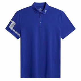 J.Lindeberg Mens Reg Fit HEATH STRIKE Polo - CLEMATIS BLUE J.Lindeberg men's golf clothing