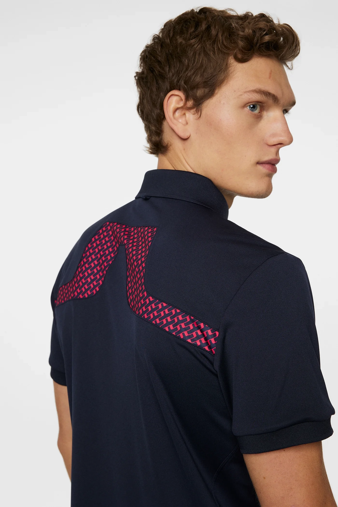 J.Lindeberg Mens Reg Fit KV Print Polo - TOUR GEO NAVY J.Lindeberg Men's Apparel