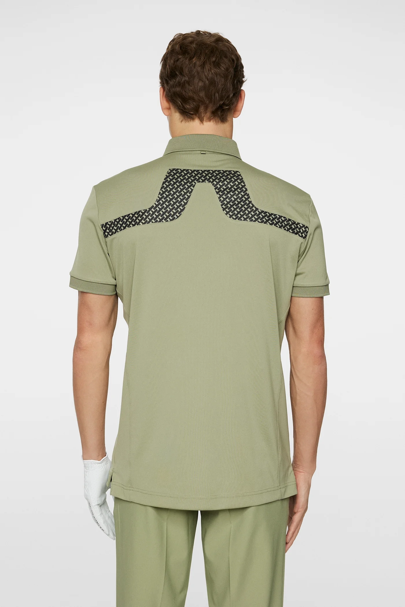 J.Lindeberg Mens Reg Fit KV Print Polo - TOUR GEO OLIVE J.Lindeberg Men's Apparel
