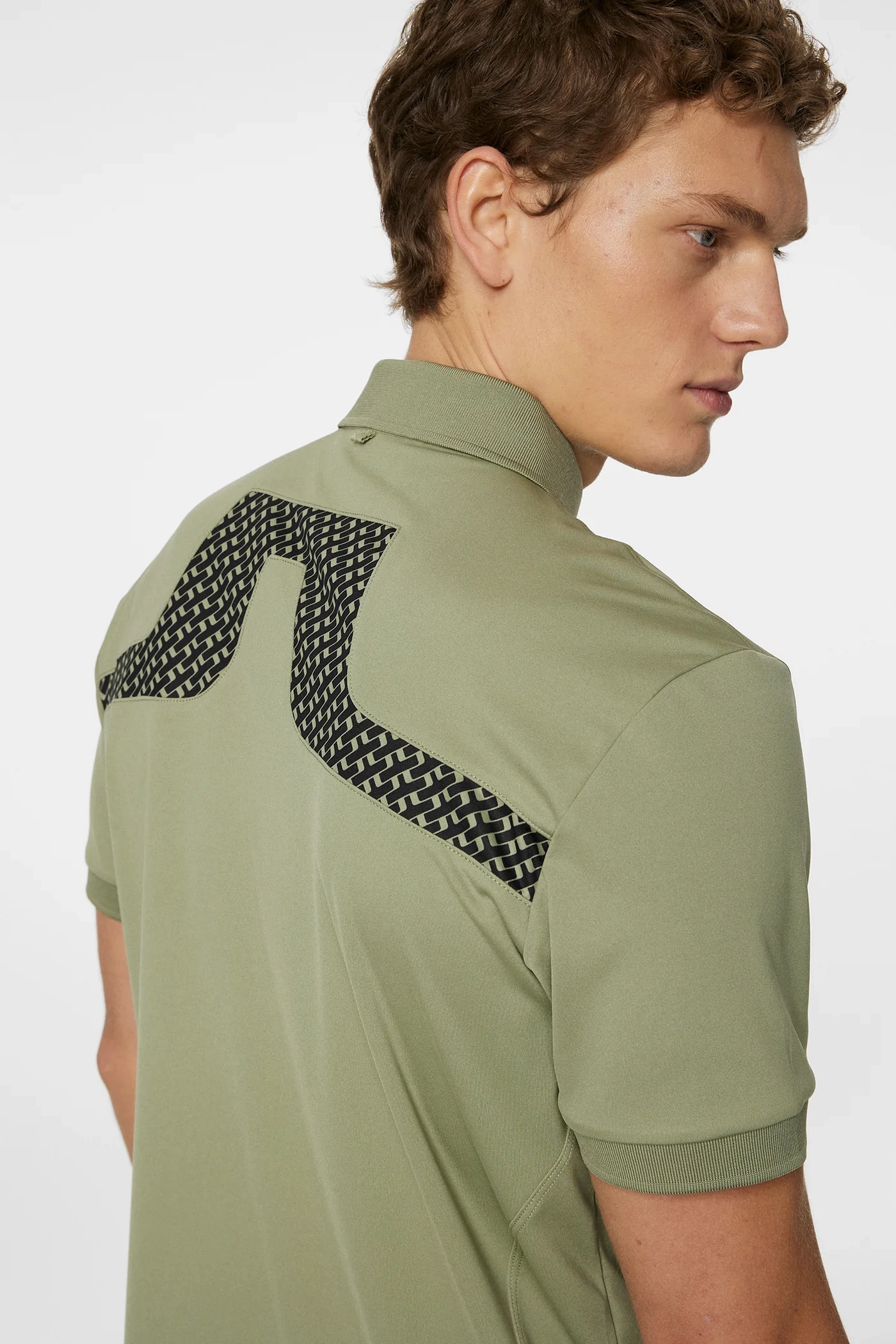 J.Lindeberg Mens Reg Fit KV Print Polo - TOUR GEO OLIVE J.Lindeberg Men's Apparel