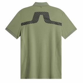 J.Lindeberg Mens Reg Fit KV Print Polo - TOUR GEO OLIVE J.Lindeberg men's golf clothing