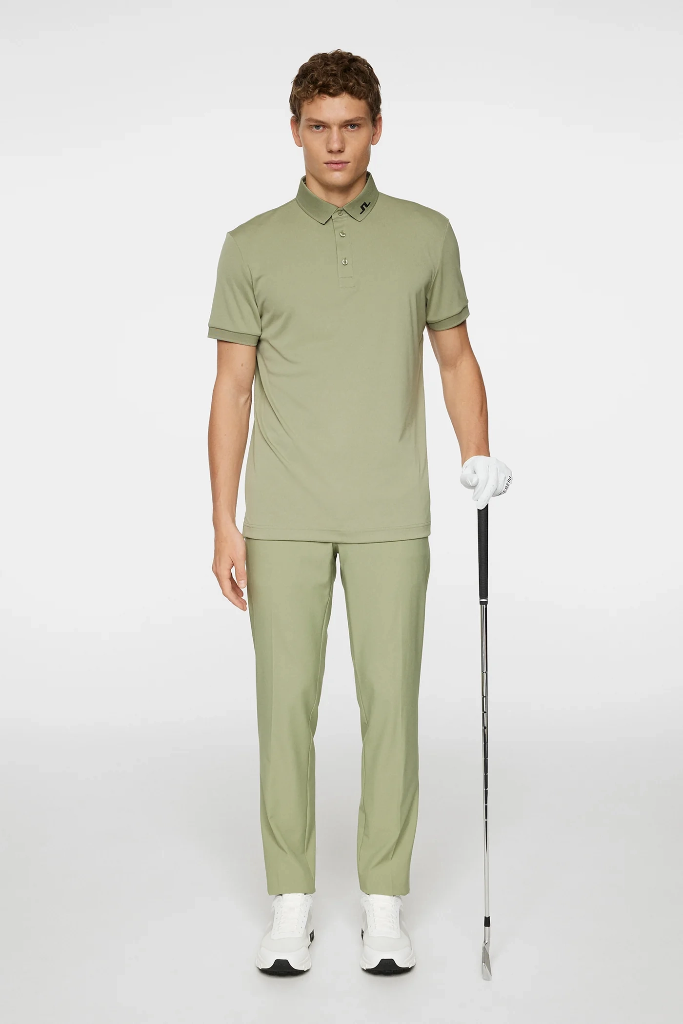 J.Lindeberg Mens Reg Fit KV Print Polo - TOUR GEO OLIVE J.Lindeberg Men's Apparel