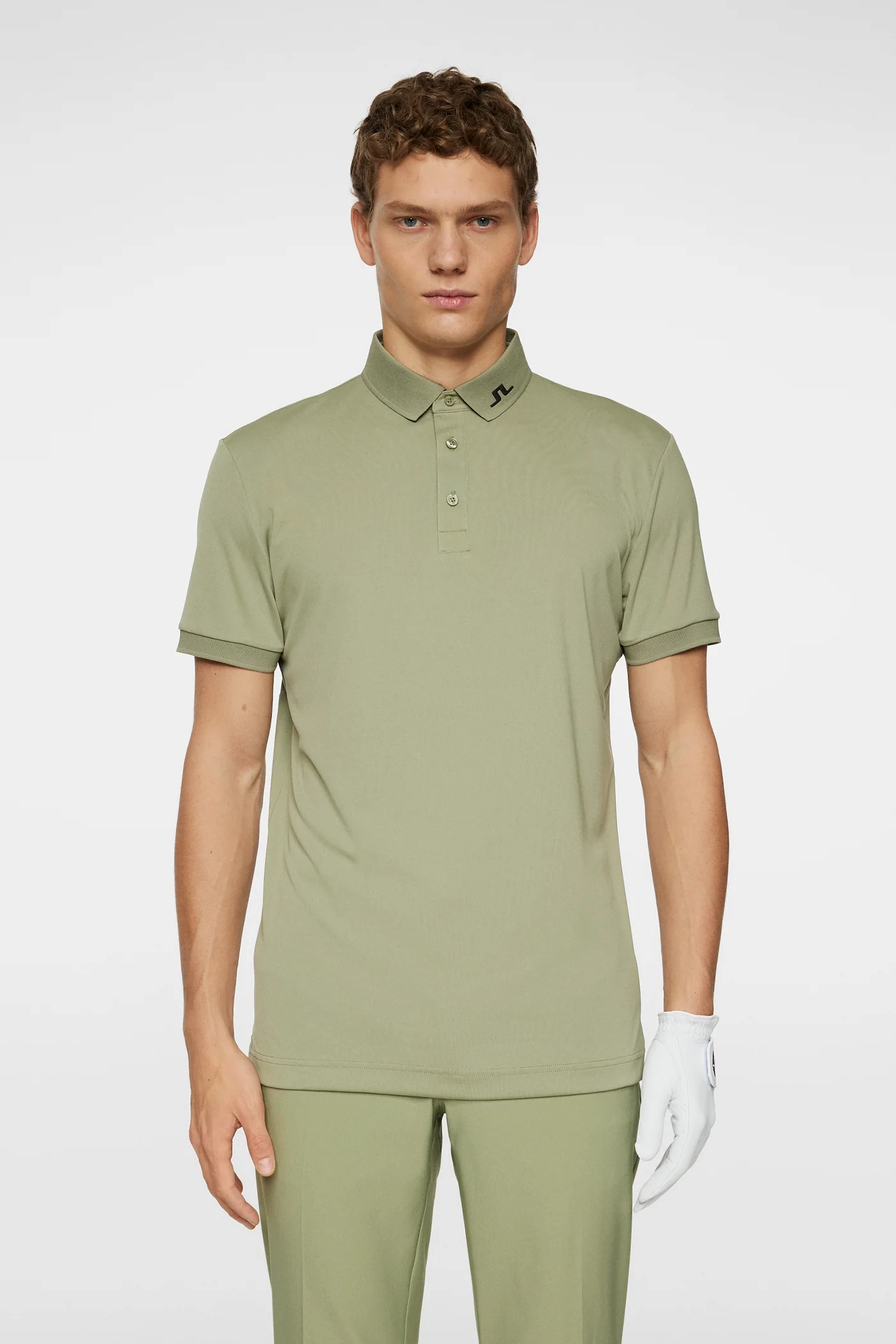 J.Lindeberg Mens Reg Fit KV Print Polo - TOUR GEO OLIVE J.Lindeberg Men's Apparel