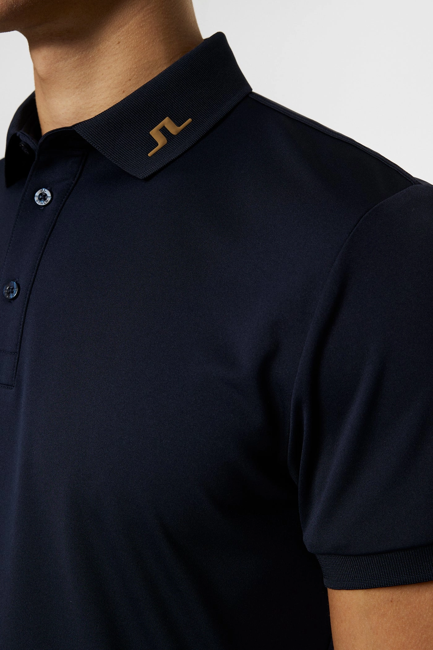 J.Lindeberg Mens Reg Fit KV Print Polo - TOUR NAVY /TIGER BROWN J.Lindeberg Men's Apparel